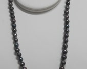 One 19" inches Long Dark Knotted Potato Freshwater Pearl Necklace NK27 Free Shipping