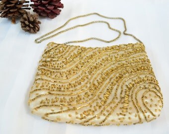 Regale Golden Hand Made Clutch // Vintage Clutch // Evening Clutch // Vintage Purse // Gold Clutch // Beaded clutch