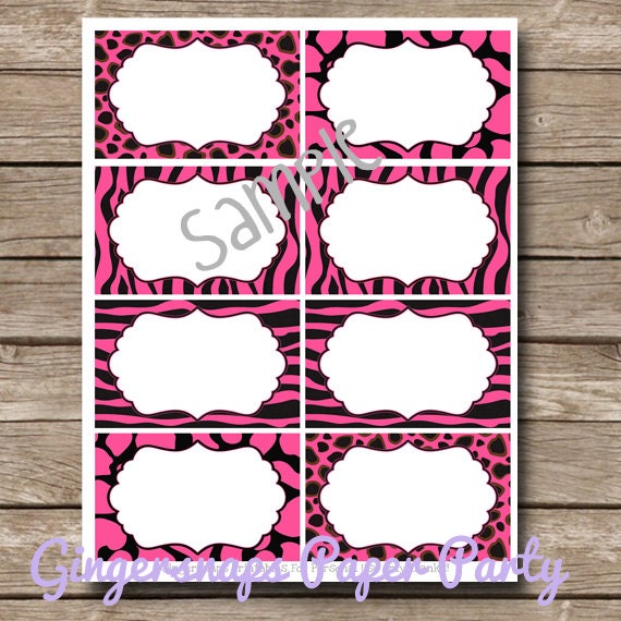 Animal Print Food Place Cards Printable by GingersnapsParty