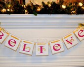 Christmas Decoration BELIEVE Holiday Banner Sign Garland, Christmas Garland, Holiday Photo Prop Il_170x135
