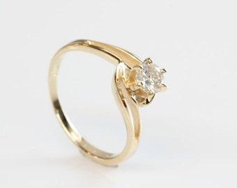 Diamond Engagement Ring-Solitaire 14K Yellow Gold Ring-0.40 Carats Women Jewelry-Handmade jewelry-Promise ring-Anniversary ring-For her