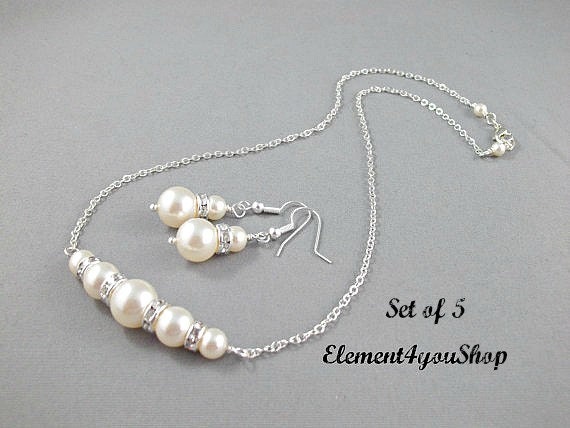 Bridesmaid jewelry Set of 5 bridesmaid gifts Wedding jewelry Bridesmaid ...