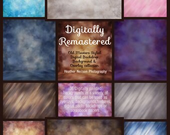 Digitally Re-Mastered Collection of Digital Backdrops Backgrounds Overlays Old Masters styled Instant download Photoshop and PSE for photos