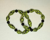 Paper Bead Bracelet Set (Green and Black)