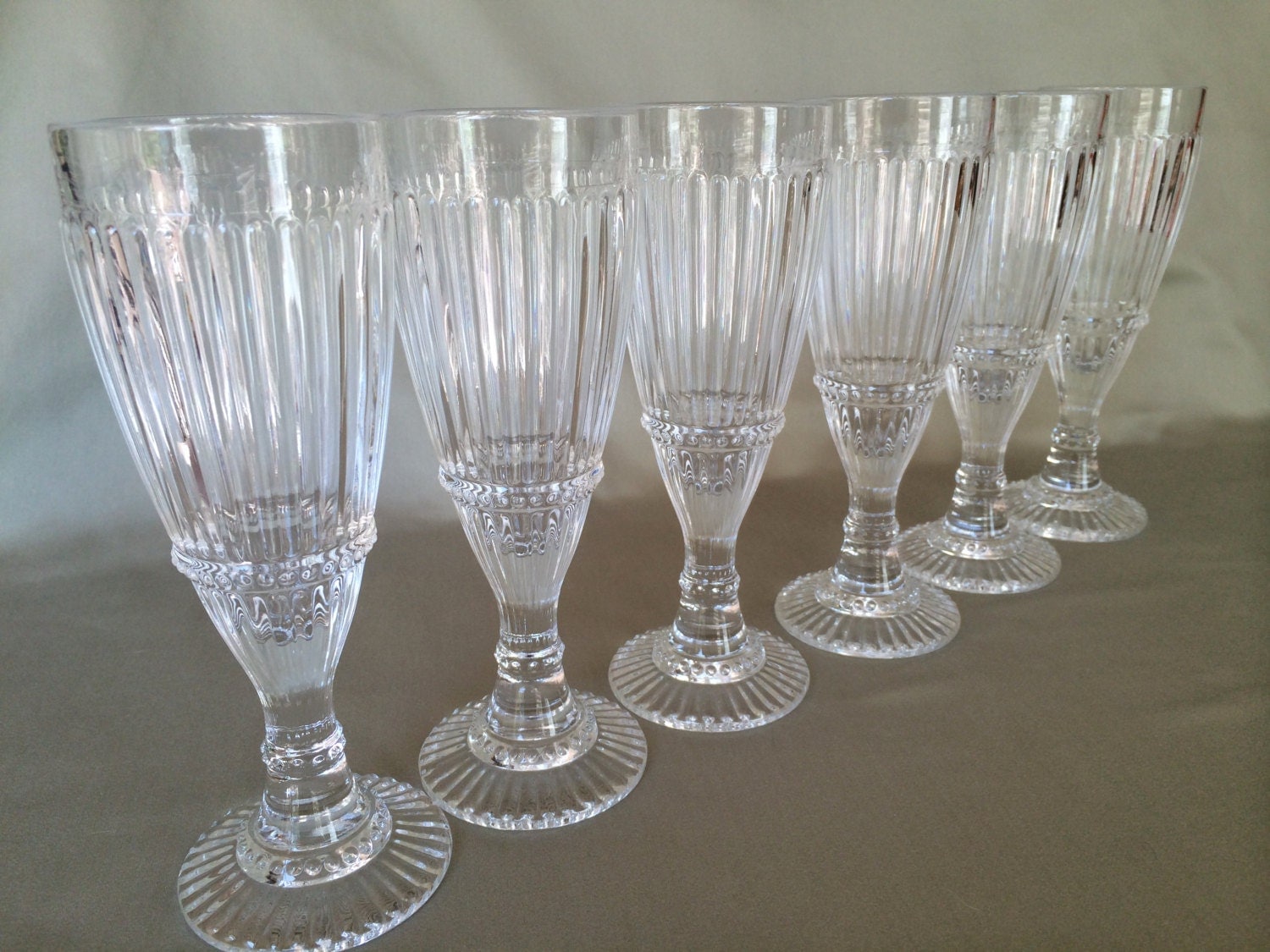 Vintage Ribbed Wine Glasses Ribbed and Dotted by DotnBettys