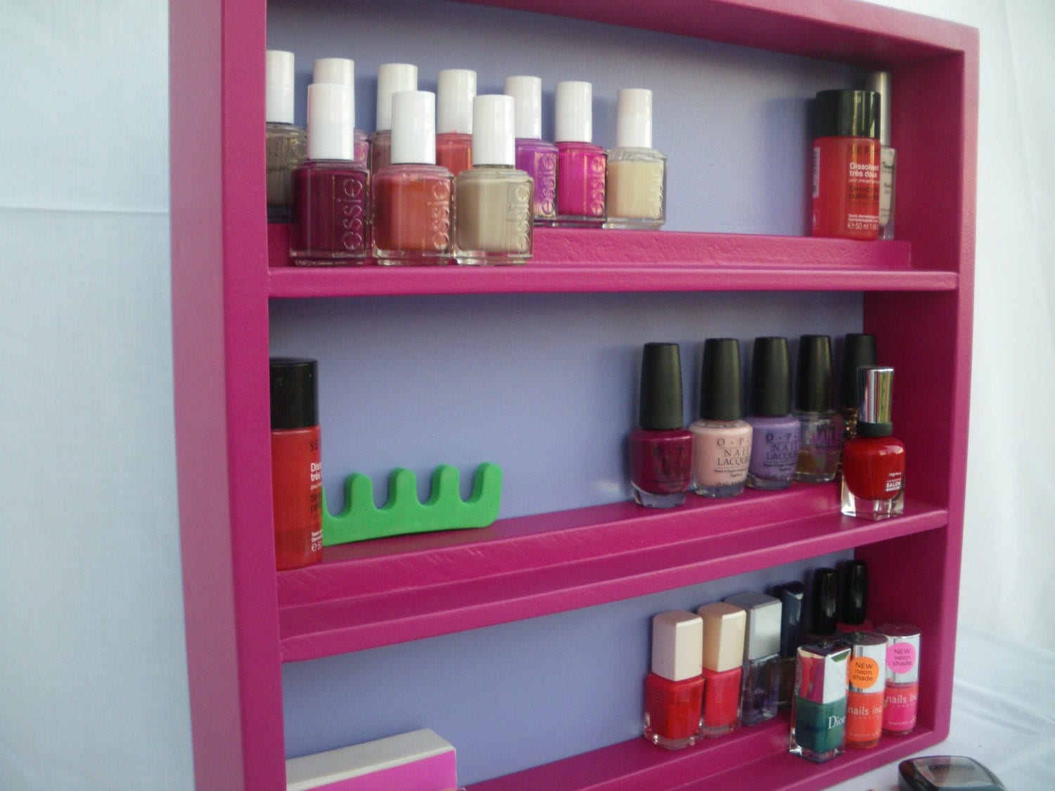 Pink purple Nail polish rack storage wall hanging