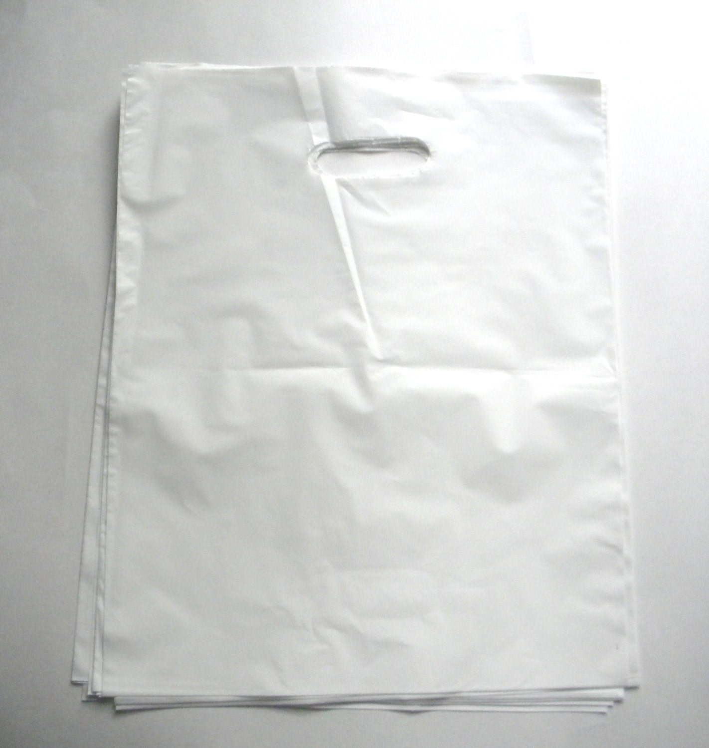 Download 100 White Glossy Plastic Shopping Bags Gift by CMWrapNShipSupply
