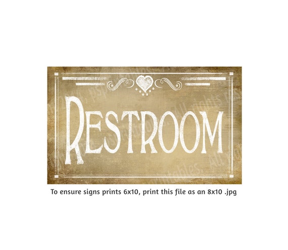 Items similar to Vintage Chalkboard style RESTROOM Bathroom signs - DIY ...