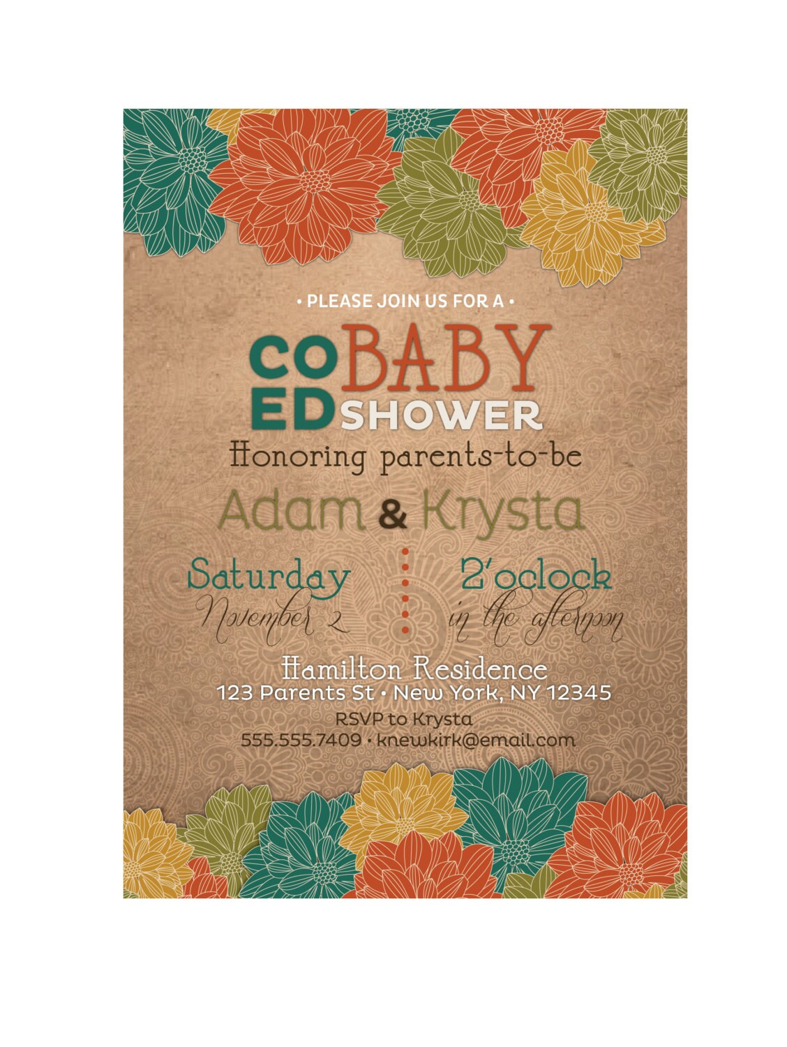 Coed Fall baby shower invitation by PaisleyDayneDesign on Etsy