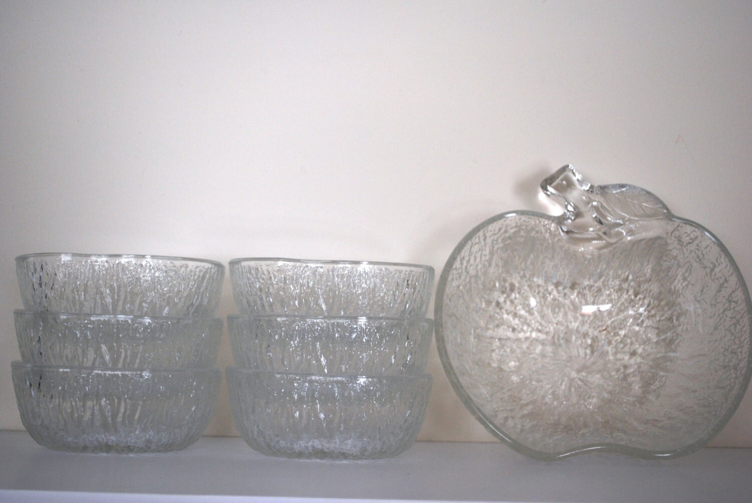Pressed Glass Apple Bowl Set Set of 7 Haute Juice