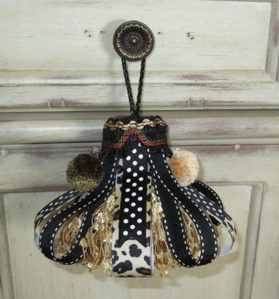 Gold and Black Leopard Decorative Tassel, Leopard Home Decor, Animal Print Home Decor