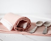 Cream linen hand towels set of 2 - Linen kitchen tea towels with lace - Cottage Chic Mother's day gift