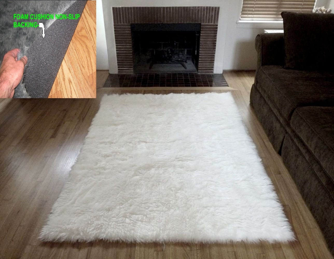 6' X 9' OFF WHITE Soft Faux Fur Rug Non-slip Anti 🔎zoom - 6' X 9' OFF WHITE Soft Faux Fur Rug Non-slip Anti