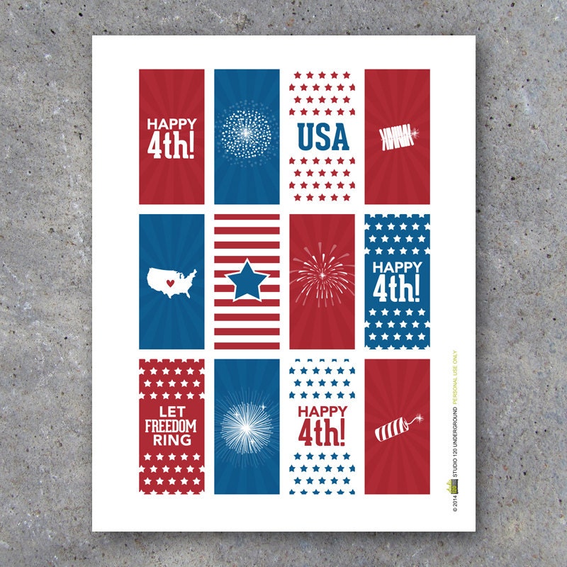 Download 4th of July Mini Candy Bar Wrappers Instant Download