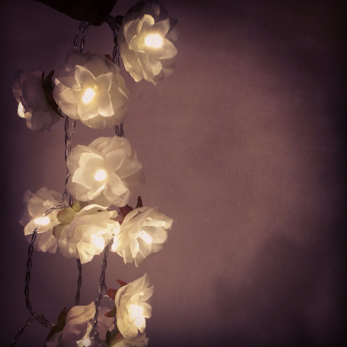 White Rose Garland Fairy Lights White Rose Flower String