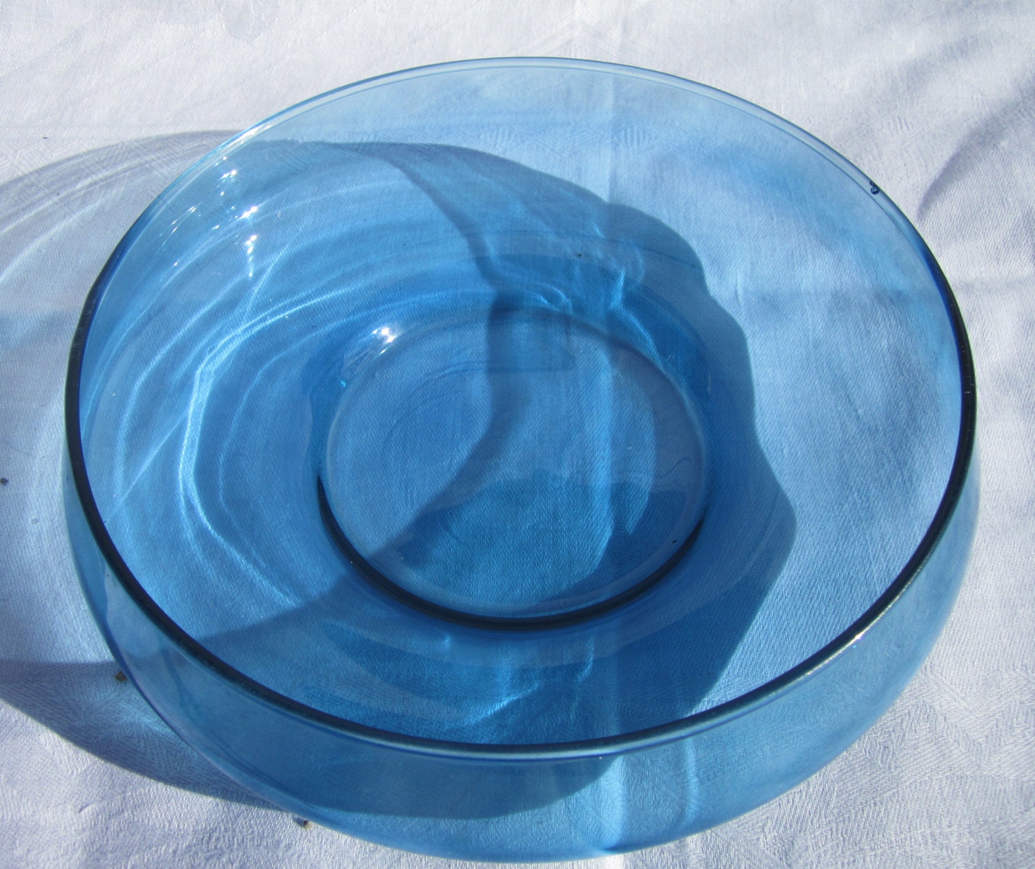 1960s blue glass salad bowl