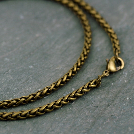 Vintage Style Plated Bronze Chain Wheat Rope Chain Necklace
