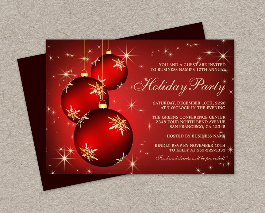 DIY Printable Corporate Holiday Party Invitations Elegant