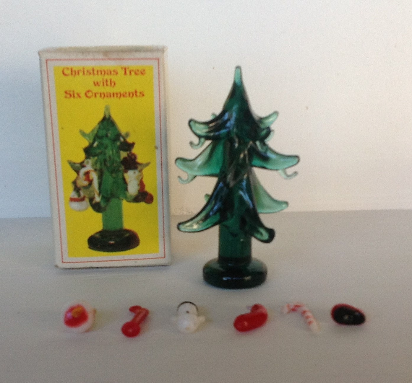 vintage miniature glass christmas tree with six by vintage miniature glass christmas tree with six by