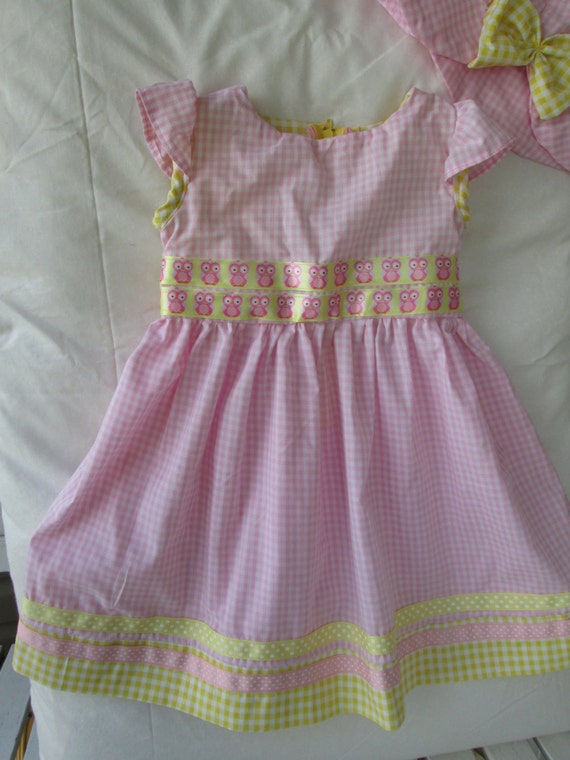 Baby girl dress Gingham dress pink and yellow by Clothes4Girls