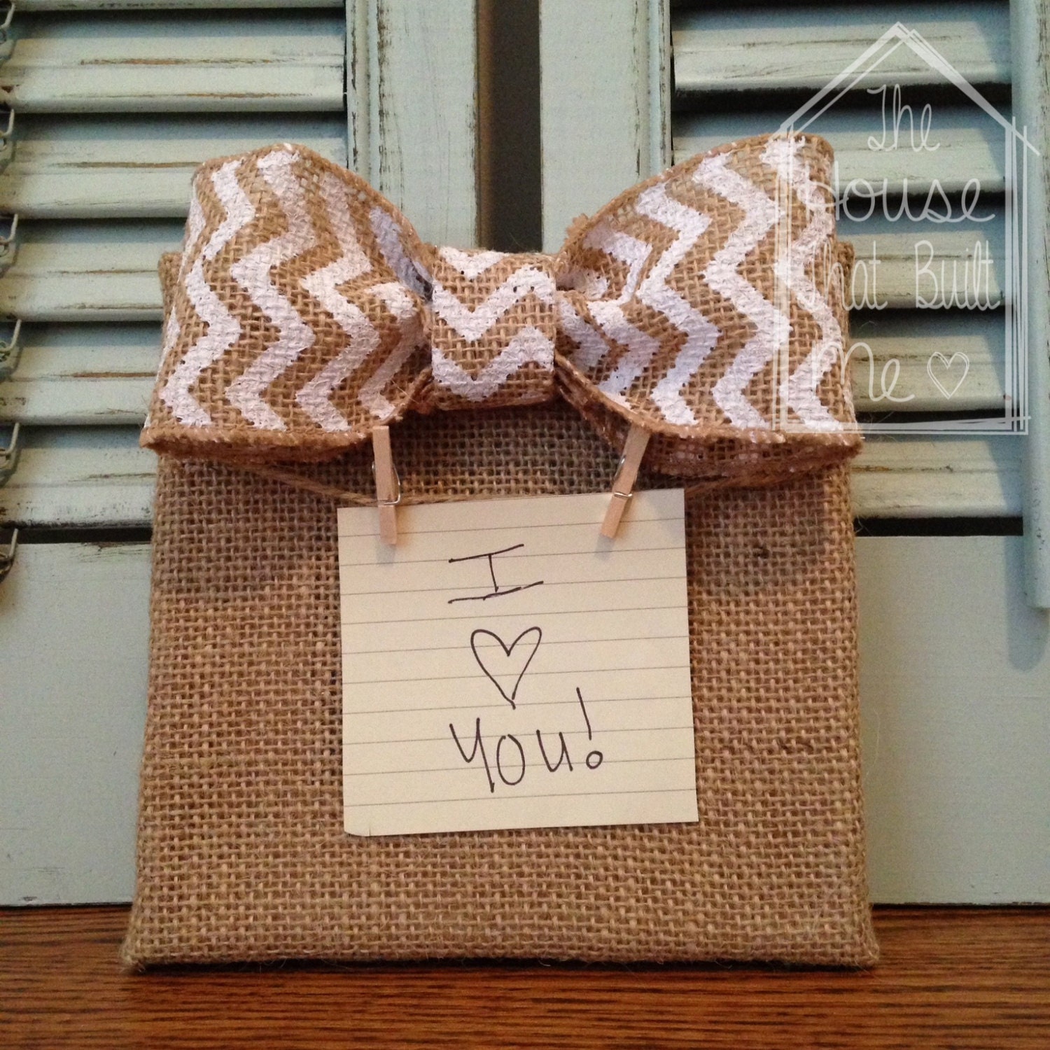 Burlap Canvas Photo Frame White Chevron Burlap Bow Wall Art