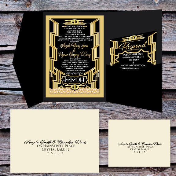 Great Gatsby Wedding Invitation and RSVP Set