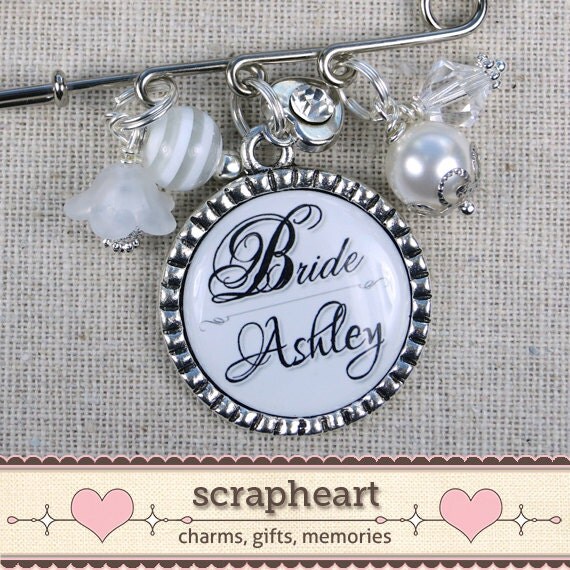 PERSONALIZED Bride Bridesmaid Bridal Party Pins by ScrapheartGifts