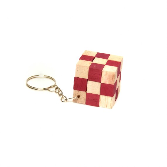 Items similar to Cube snake Key Chain, Puzzle Game, Woodworking, 100