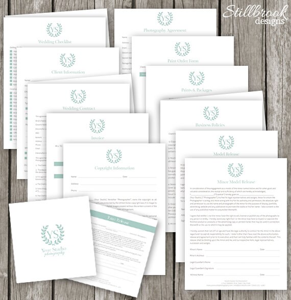 Photography Contracts Set - Photography Business Forms - Portrait Photography Template Set - Wedding Photographer Contracts - PF02