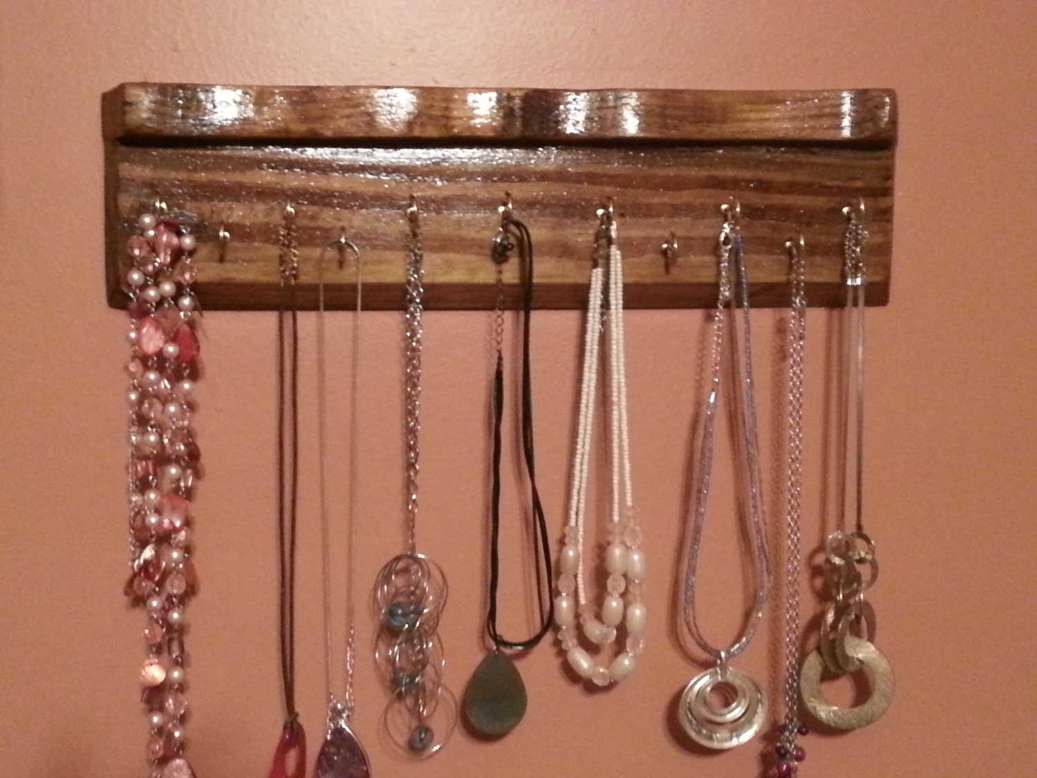 Necklace Hanger Key Holder wood shelf jewelry holder