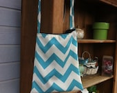 Chevron Blue and White Tote - summer beach bag, spring beach bag, chevron pool bag