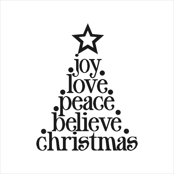 Items similar to Joy Love Peace believe Christmas Tree decal on Etsy