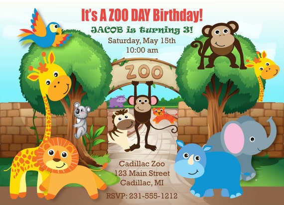 Printable Safari Zoo Birthday Invitation Zoo Invitation