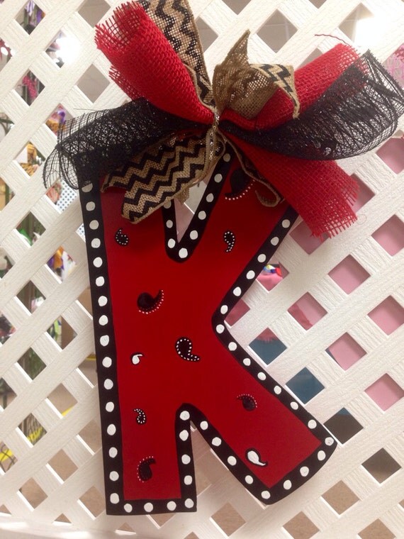Items similar to Hand painted Metal Initial Door Hangers on Etsy