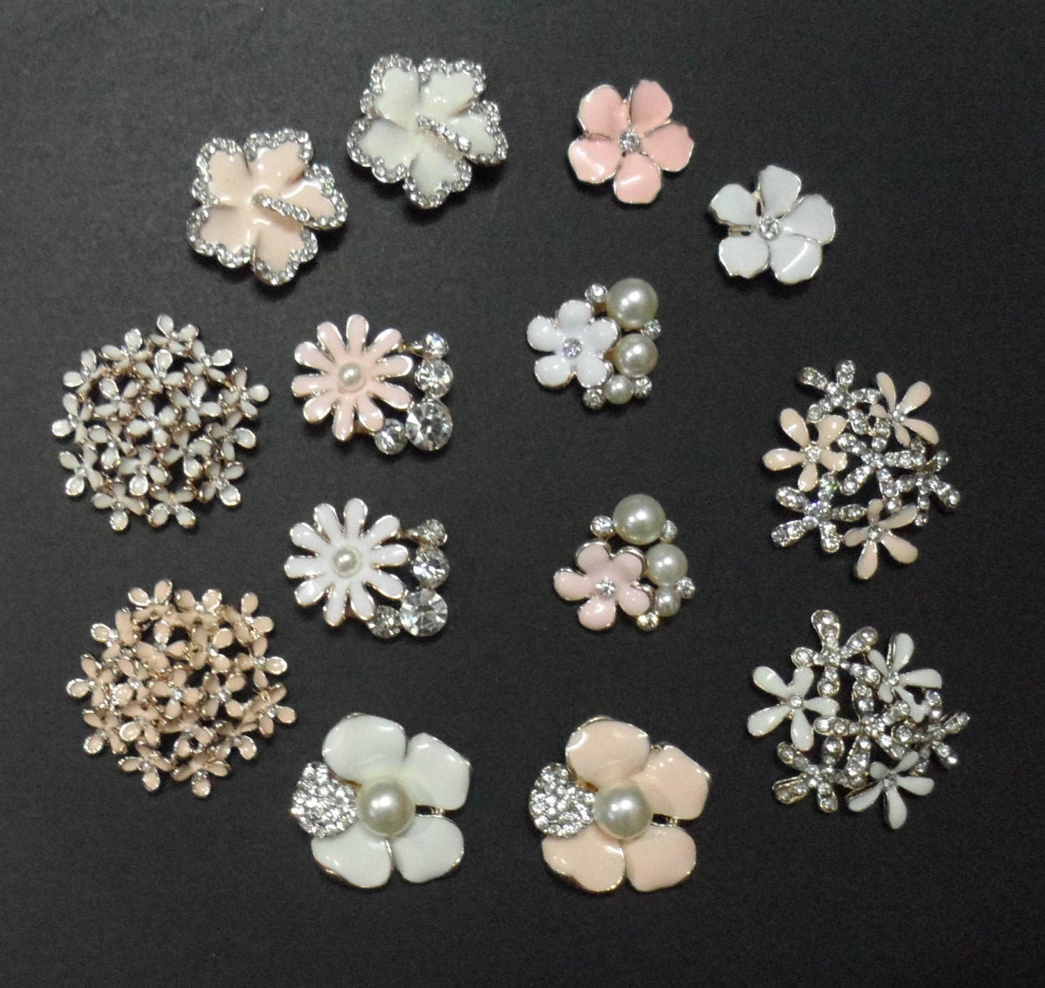 7 Pairs of Mixed Bulk Rhinestone/Flower by LoveMeLoveYourself