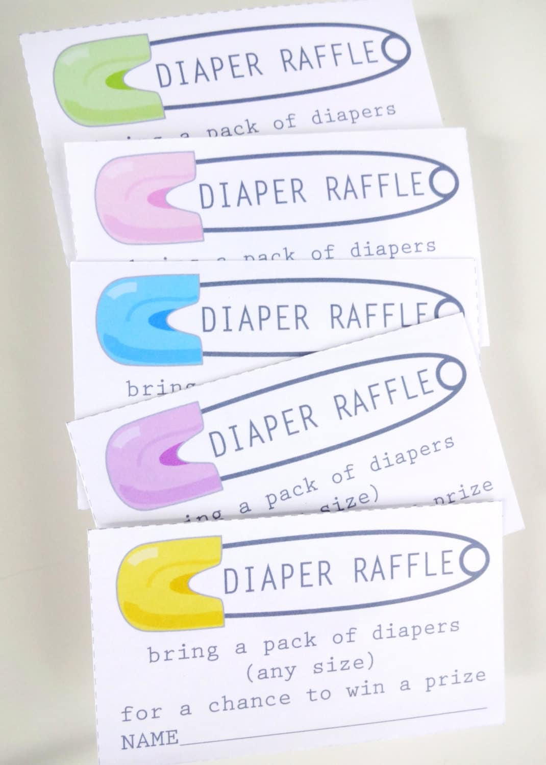 Diaper Raffle Ticket Printable Insert for a Baby Shower Boy