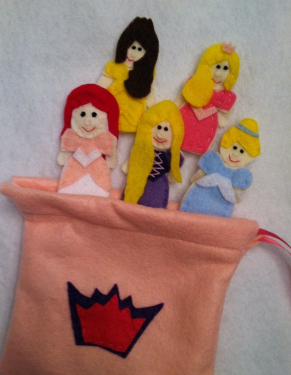 Disney Princess Inspired Felt Finger Puppets by SewCuteCharacters