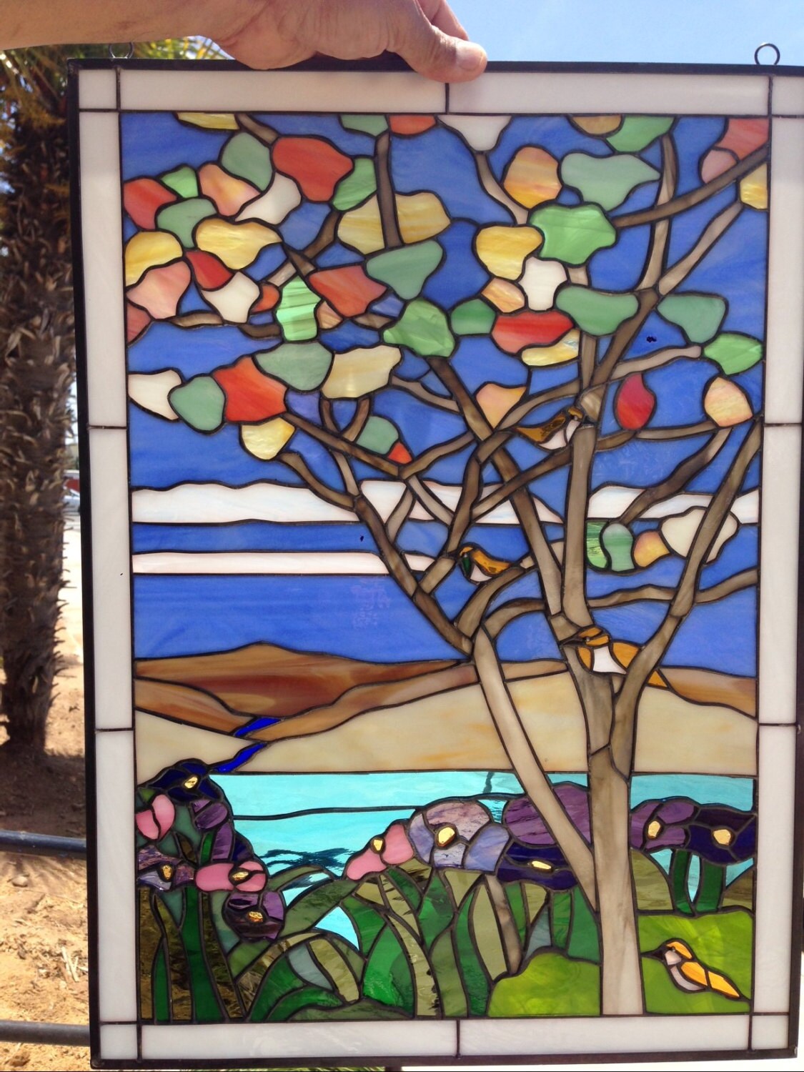 Tiffany Autumn Tree Stained GLass Window We do by ArtGlassWindows