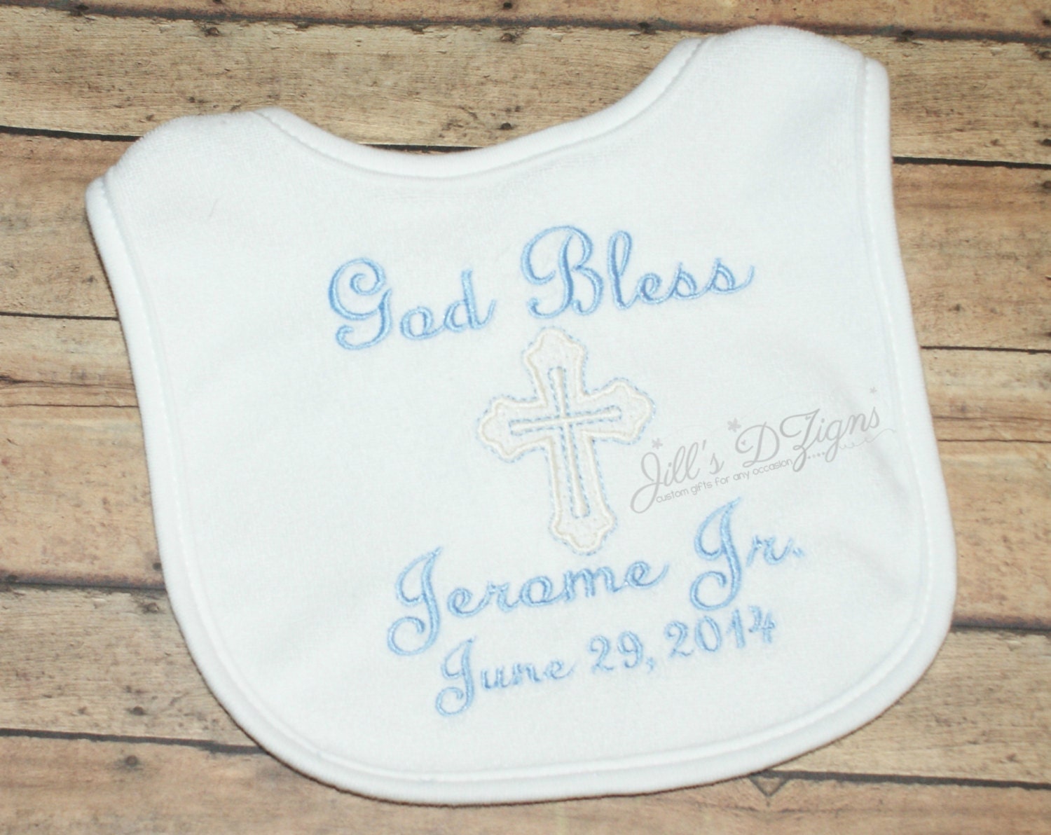 Personalized Monogram Baptism/ Christening/ Dedication Bib