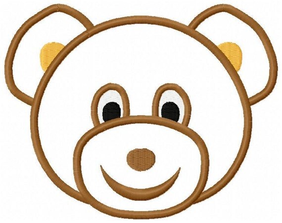 Items similar to Teddy Bear Face Applique Embroidery Design on Etsy
