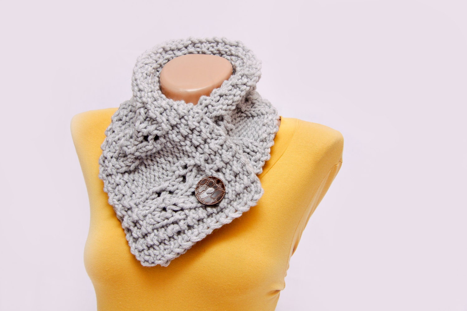 Gray Knitted Warm Scarf Collar 50/50 wool acrylic PAC