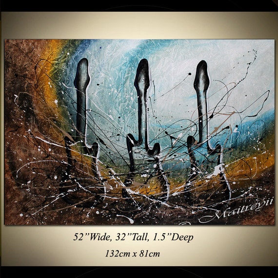MUSIC ART GUITAR painting Brown abstract art Modern Artwork