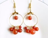 Gold hoop earrings, red aventurine earrings, gold hoops, orange earrings, gemstone earrings, aventurine earrings,hoop earrings,gold earrings Gold hoop earrings, red aventurine earrings, gold hoops, orange earrings, gemstone earrings, aventurine earrings,hoop earrings,gold earrings