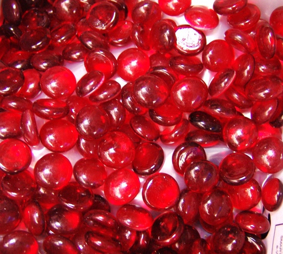 100 Cherry Ruby Red Wine Glass Gems Stones Mosaic Pebbles