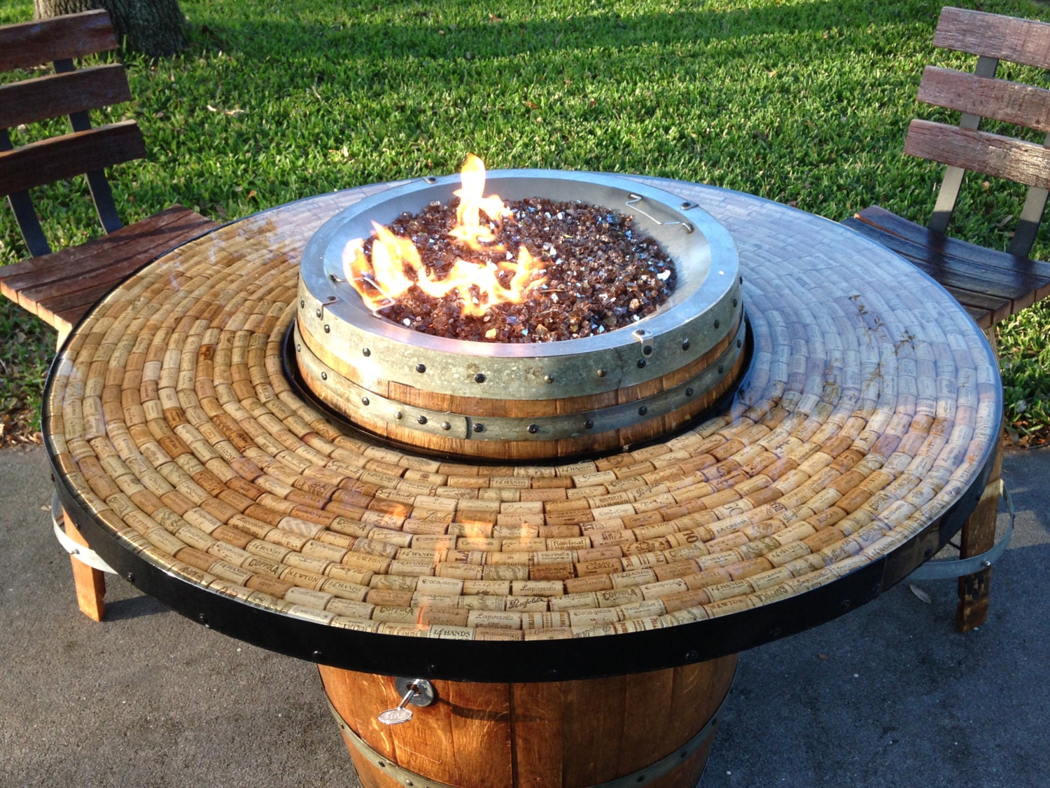 Wine Barrel Gas Fire Pit and Patio Table