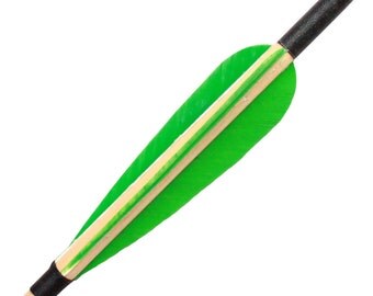 12PCS Archery Arrows Wooden Arrows Parabolic Fletching Turkey Feather Handmade Arrows Color Green