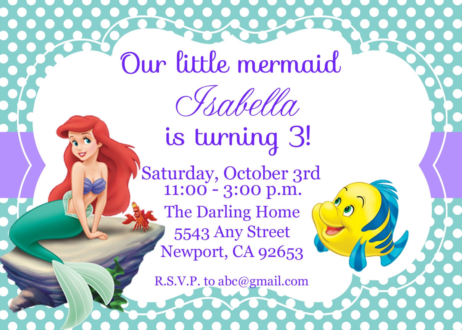 Little Mermaid Party Invitations 3