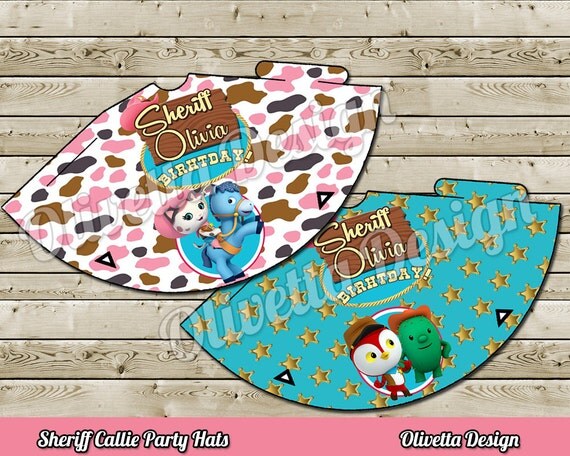 Sheriff Callie Party Hats BIRTHDAY party Printable with Custom