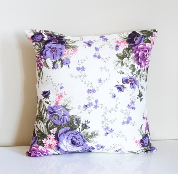 Purple Decorative PillowFloral Cushion by prettysurprise on Etsy