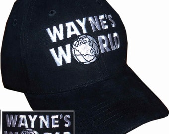 Waynes World Hat Garth Wayne Campbell Wayne's Halloween costume embroidered logo black cap